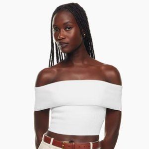 (XXS) Babaton Sculpt Knit Ribbed  Off-Shoulder Top